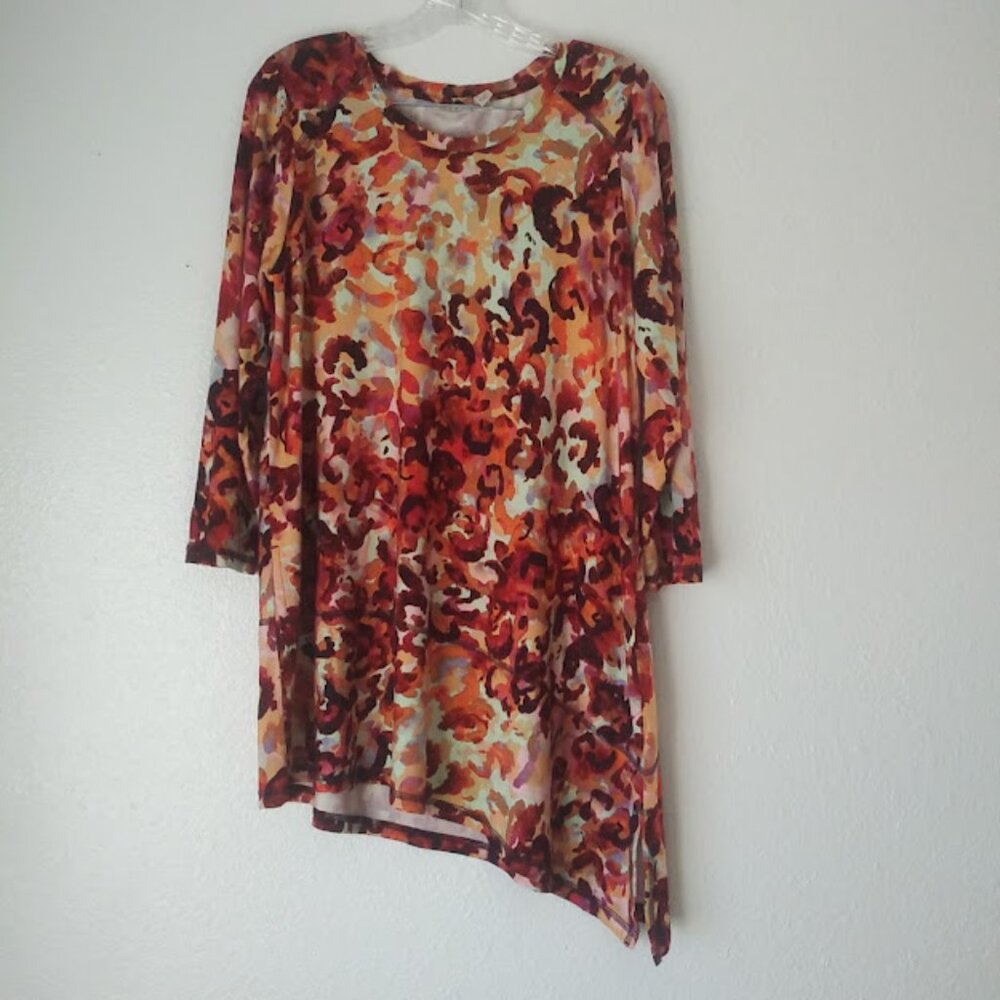 Logo by Lori Goldstein adobo all over print blouse women's size M